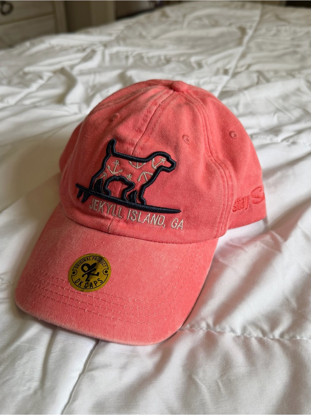Jekyll Island Coral Coastal Dog Beach Baseball Cap
